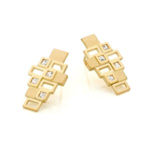 Audrey Huet Joaillerie : Boucles d'oreilles INCA MADE in Belgium or 18 carats saphirs incolores