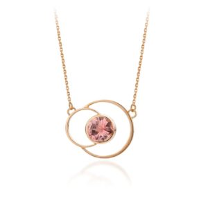 Audrey Huet Joaillerie collier ANNE bijoux colorés tourmaline or rose 18 carats design épuré pour des femmes élégantes de caractère MADE in Belgium